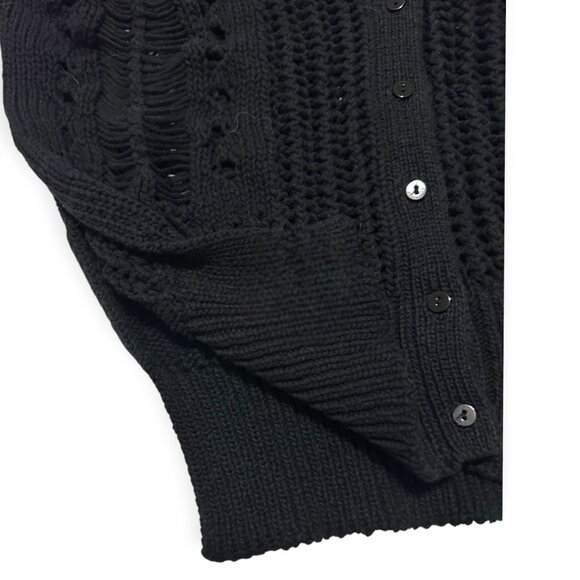 Olivaceous Cotton Cardigan with Open weave, Black, Size L - Picture 8 of 16